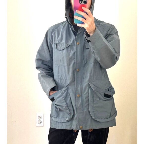 Vintage 60s/70s Zero King Slate Gray Hooded Rain Jacket Sz 10 - Picture 1 of 11